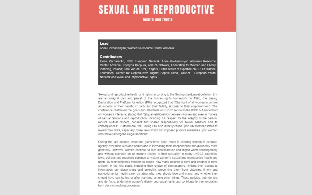 "Sexual and reproductive health and rights in Europe"